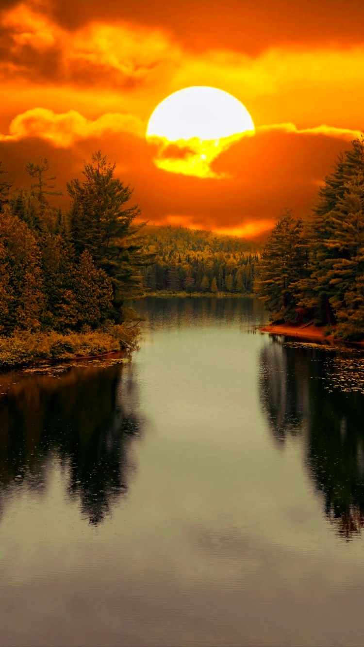 Earth Sunset, Sun, Reflection, 750x1334, Phone HD Wallpaper