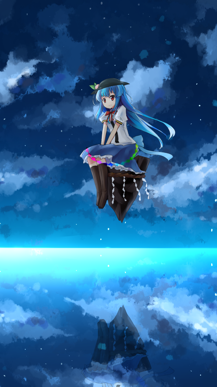 Anime Touhou, Tenshi Hinanawi, 750x1334, Phone HD Wallpaper