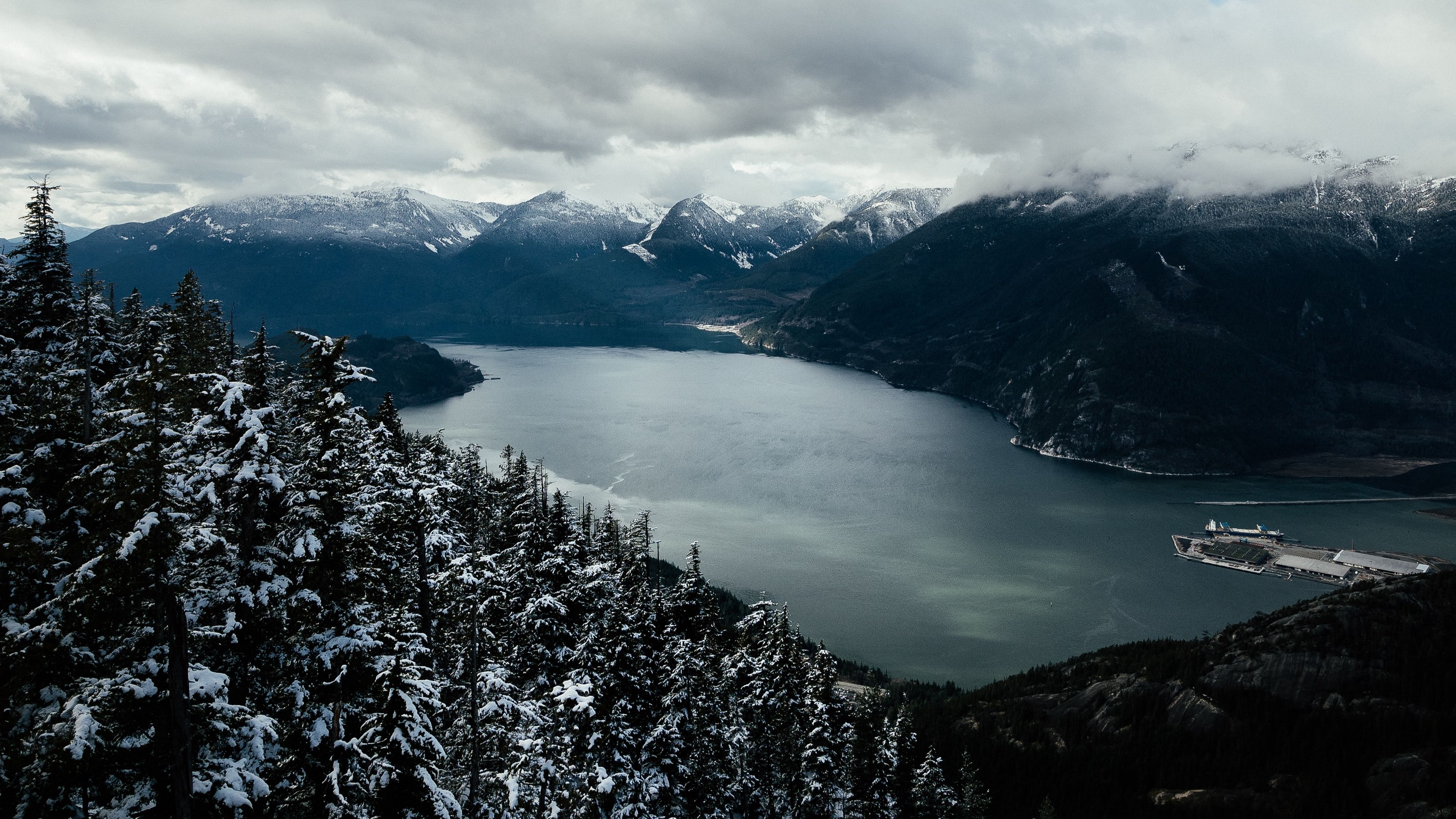 mountains, lake, landscape, distance, 4k, HD Wallpaper