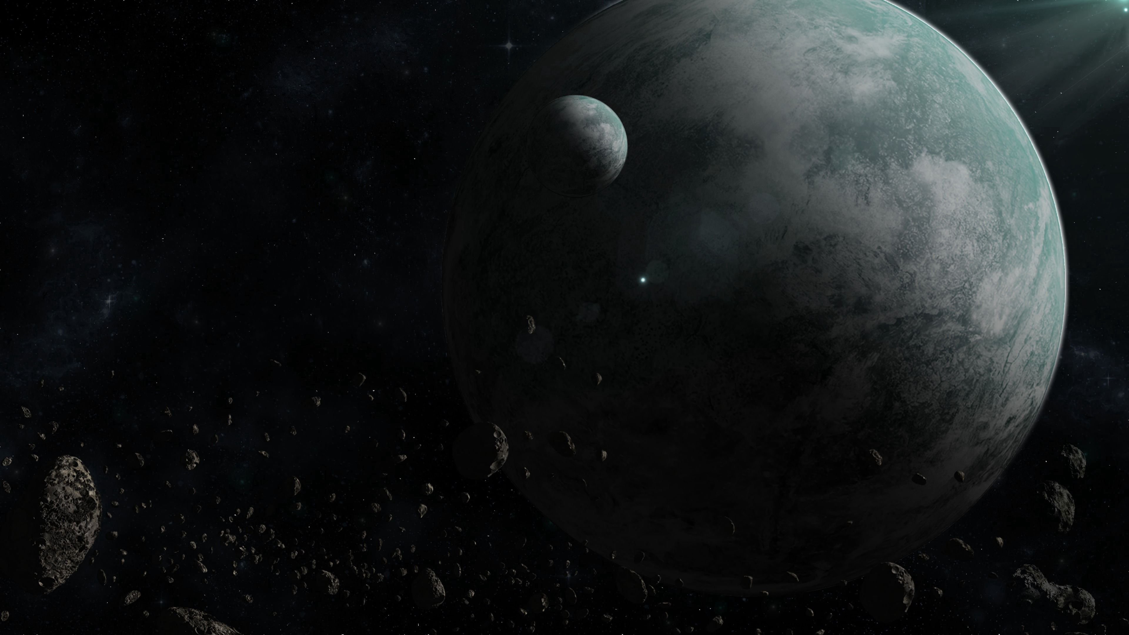 planet, satellite, space, dark, 4k, HD Wallpaper