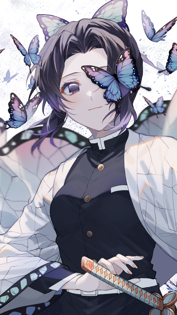 Anime Demon Slayer: Kimetsu no Yaiba, Shinobu Kochou, Butterfly, 750x1334, Phone HD Wallpaper