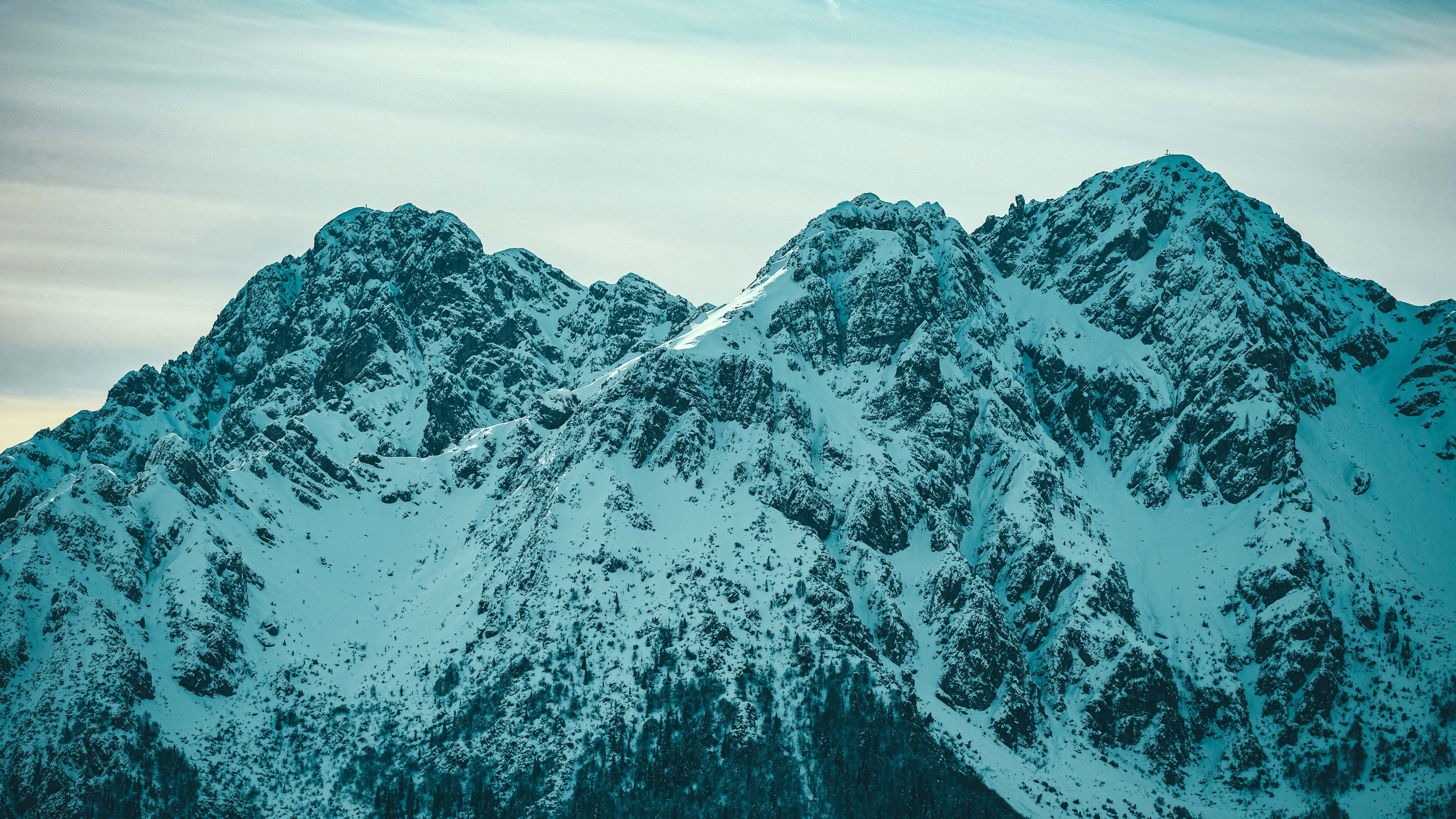 mountains, snow, peaks, slopes, 4k, HD Wallpaper
