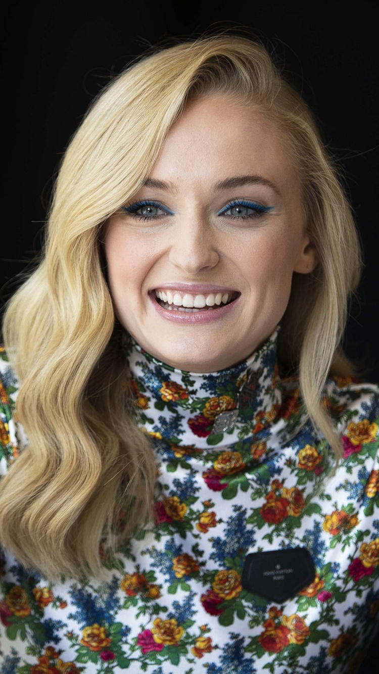 Celebrity Sophie Turner, Actress, Smile, Blonde, English, Blue Eyes, 750x1334, Phone HD Wallpaper