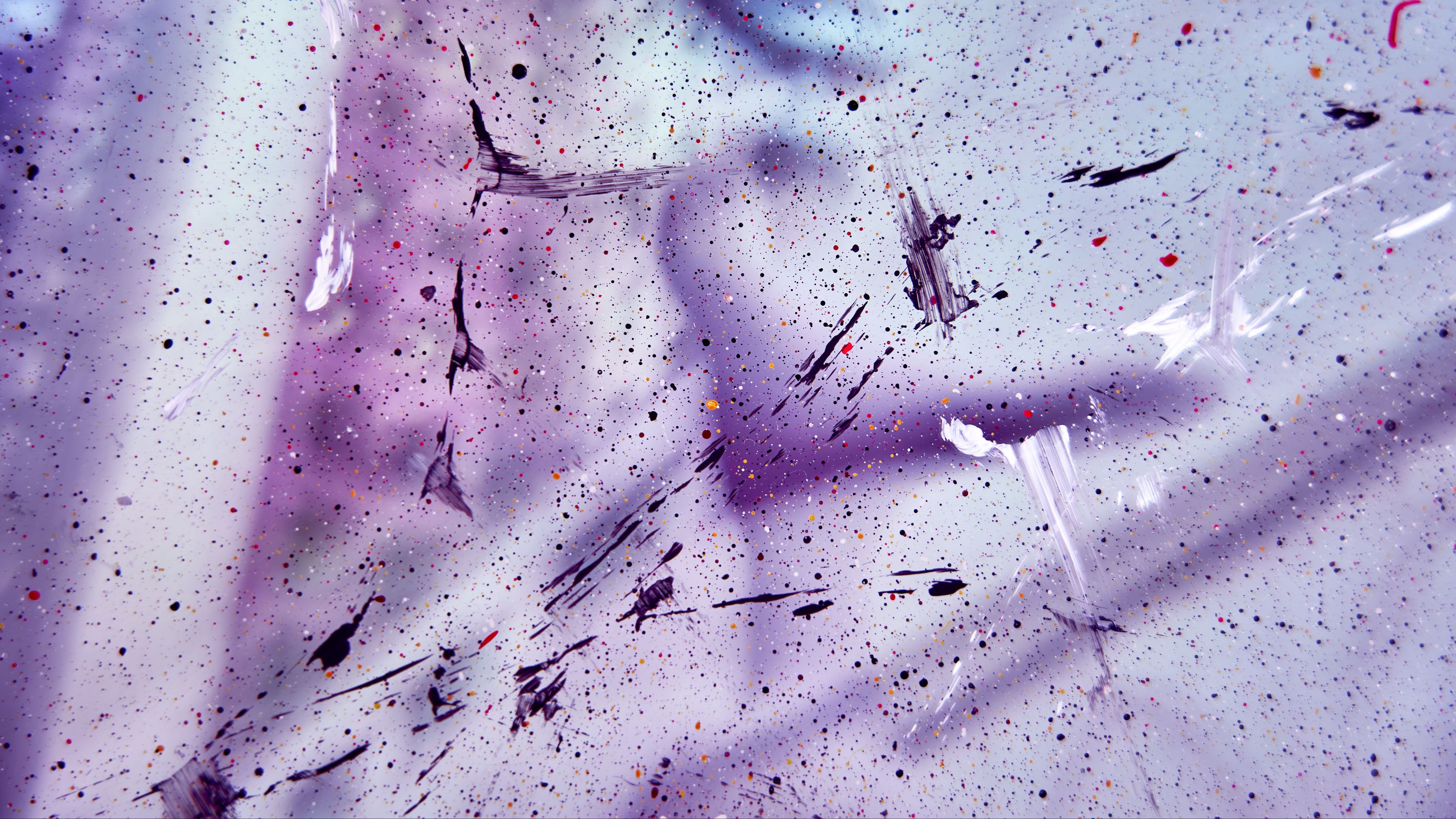 spots, paint, glass, surface, abstraction, 4k, HD Wallpaper