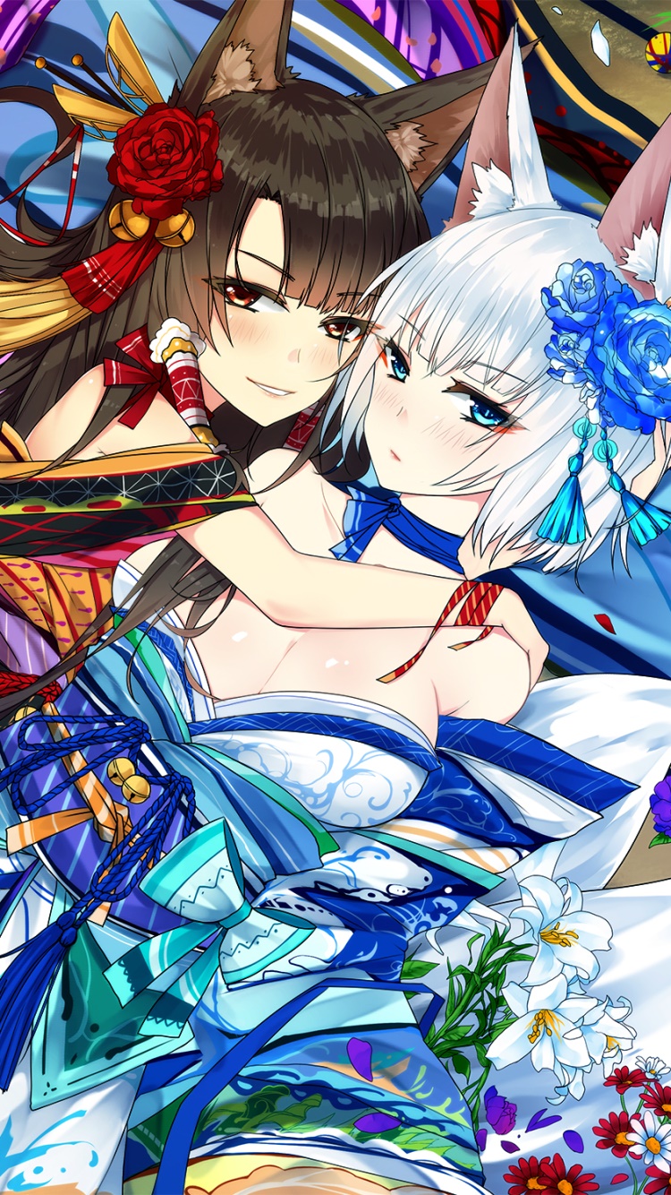 Anime Azur Lane, Kaga (Azur Lane), Akagi (Azur Lane), Bilan Hangxian, 750x1334, Phone HD Wallpaper
