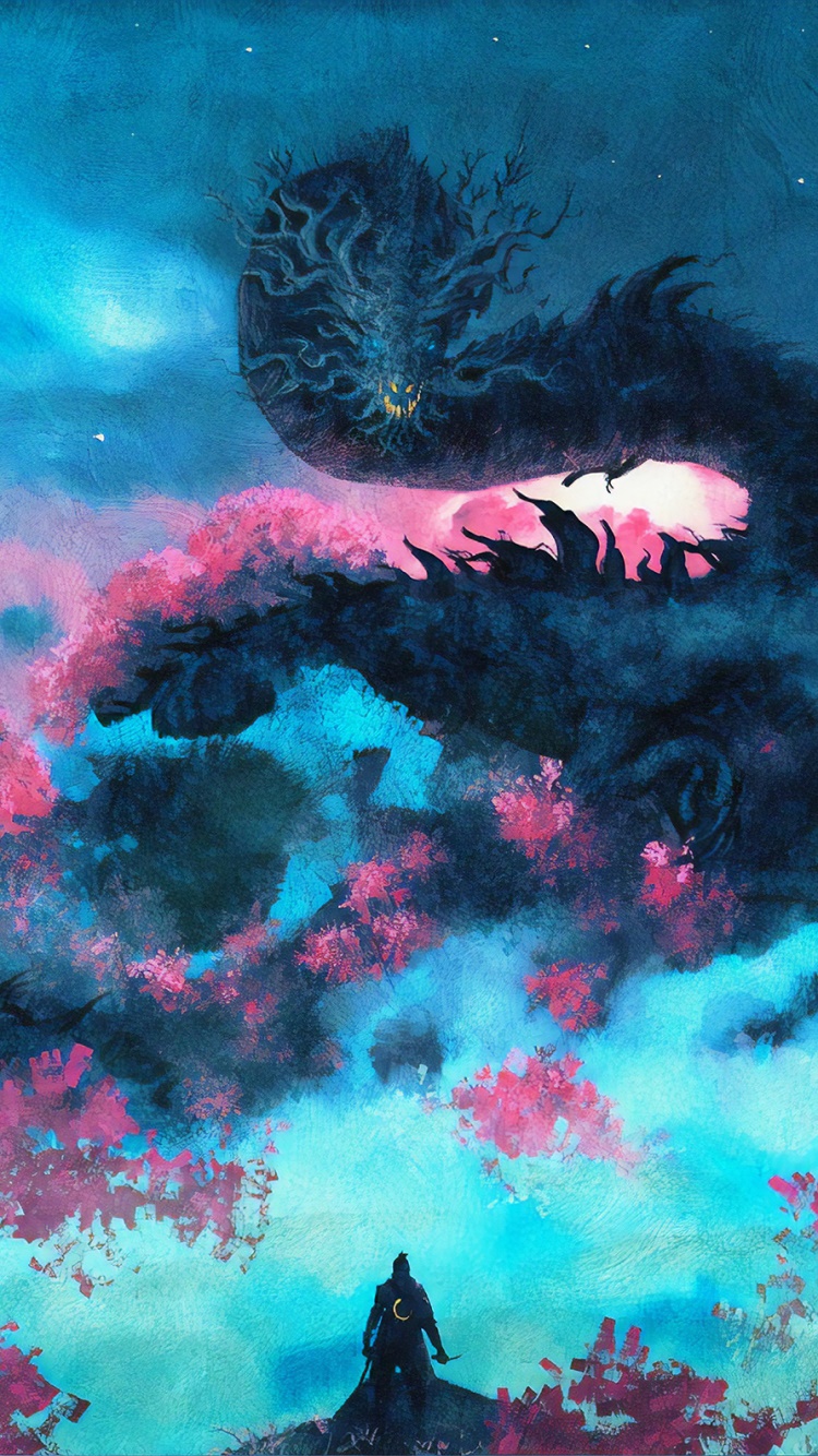 Video Game Sekiro: Shadows Die Twice, Warrior, Dragon, 750x1334, Phone HD Wallpaper