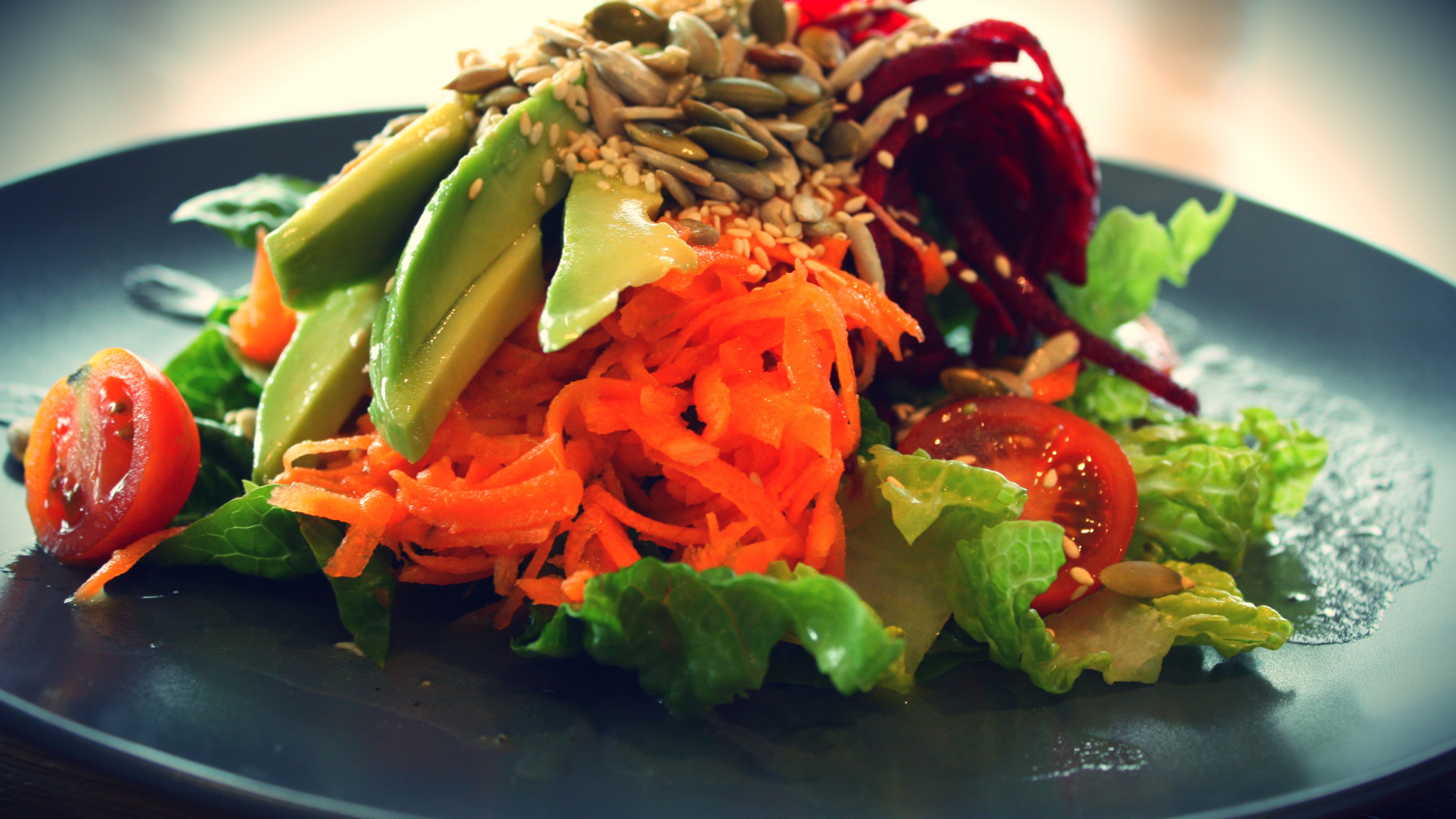 vegetarian, cooking, recipe, seeds, lettuce, avocado, carrot, beet, cherry tomatoes, HD Wallpaper