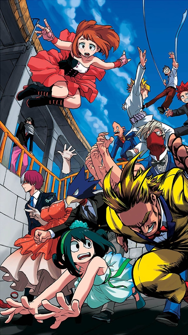 Anime My Hero Academia, Hanta Sero, Fumikage Tokoyami, Koji Koda, Eijiro Kirishima, All Might, 750x1334, Phone HD Wallpaper