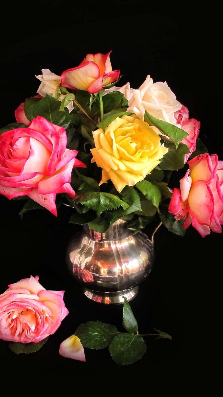 Man Made Flower, Rose, Colors, Still Life, Colorful, Pitcher, 750x1334, Phone HD Wallpaper