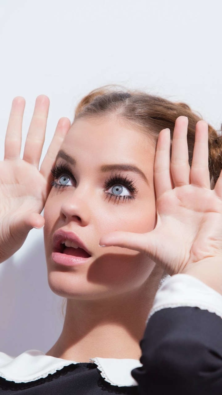 Celebrity Barbara Palvin, Face, Model, Blue Eyes, Hungarian, 750x1334, Phone HD Wallpaper