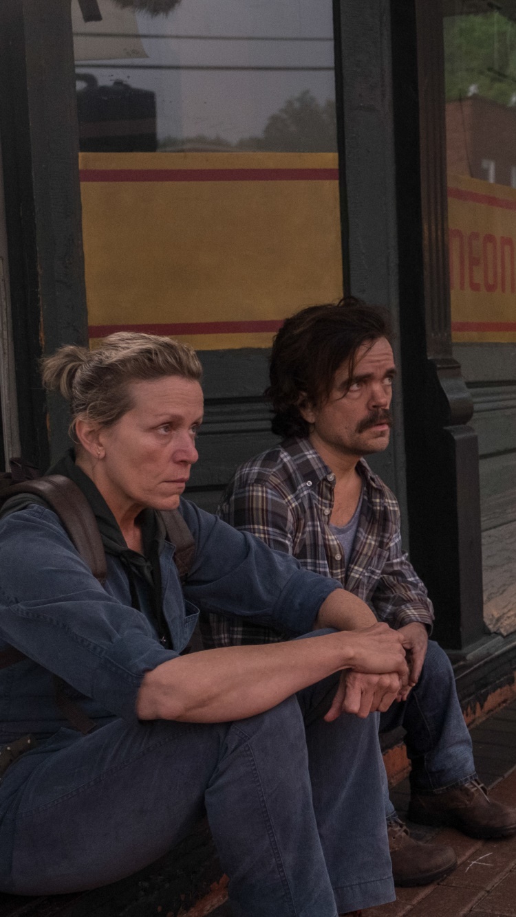 Movie Three Billboards Outside Ebbing, Missouri, Peter Dinklage, Frances McDormand, 750x1334, Phone HD Wallpaper
