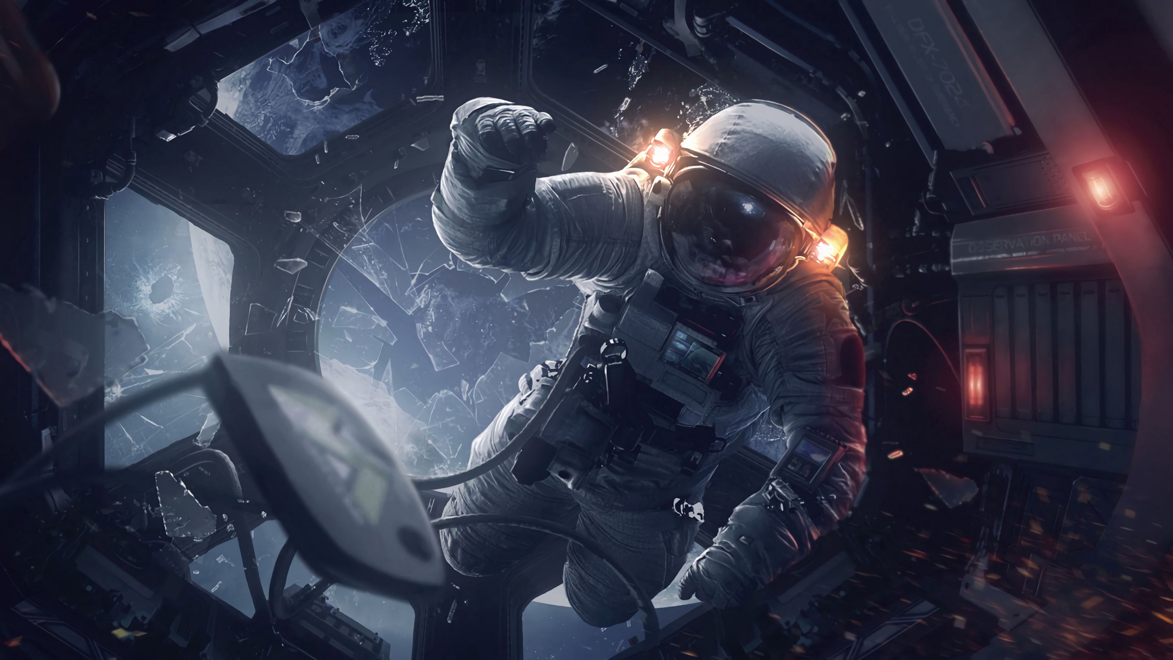 cosmonaut, spacesuit, spaceship, space, 4k, HD Wallpaper