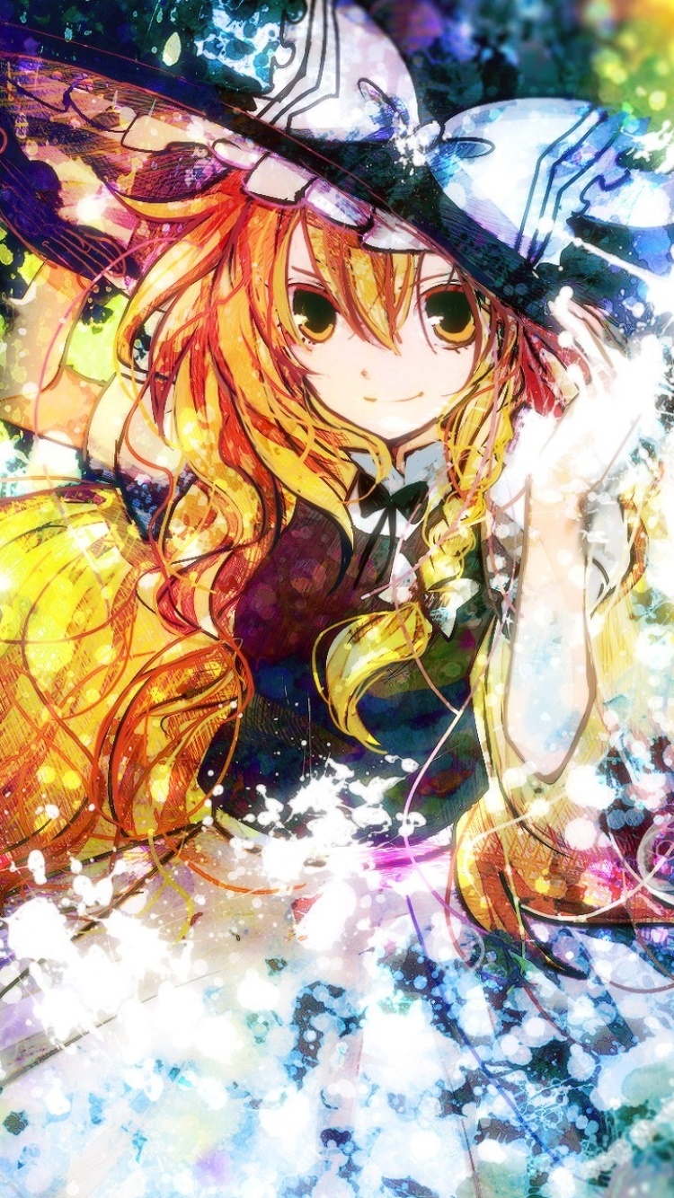 Anime Touhou, Marisa Kirisame, 750x1334, Phone HD Wallpaper