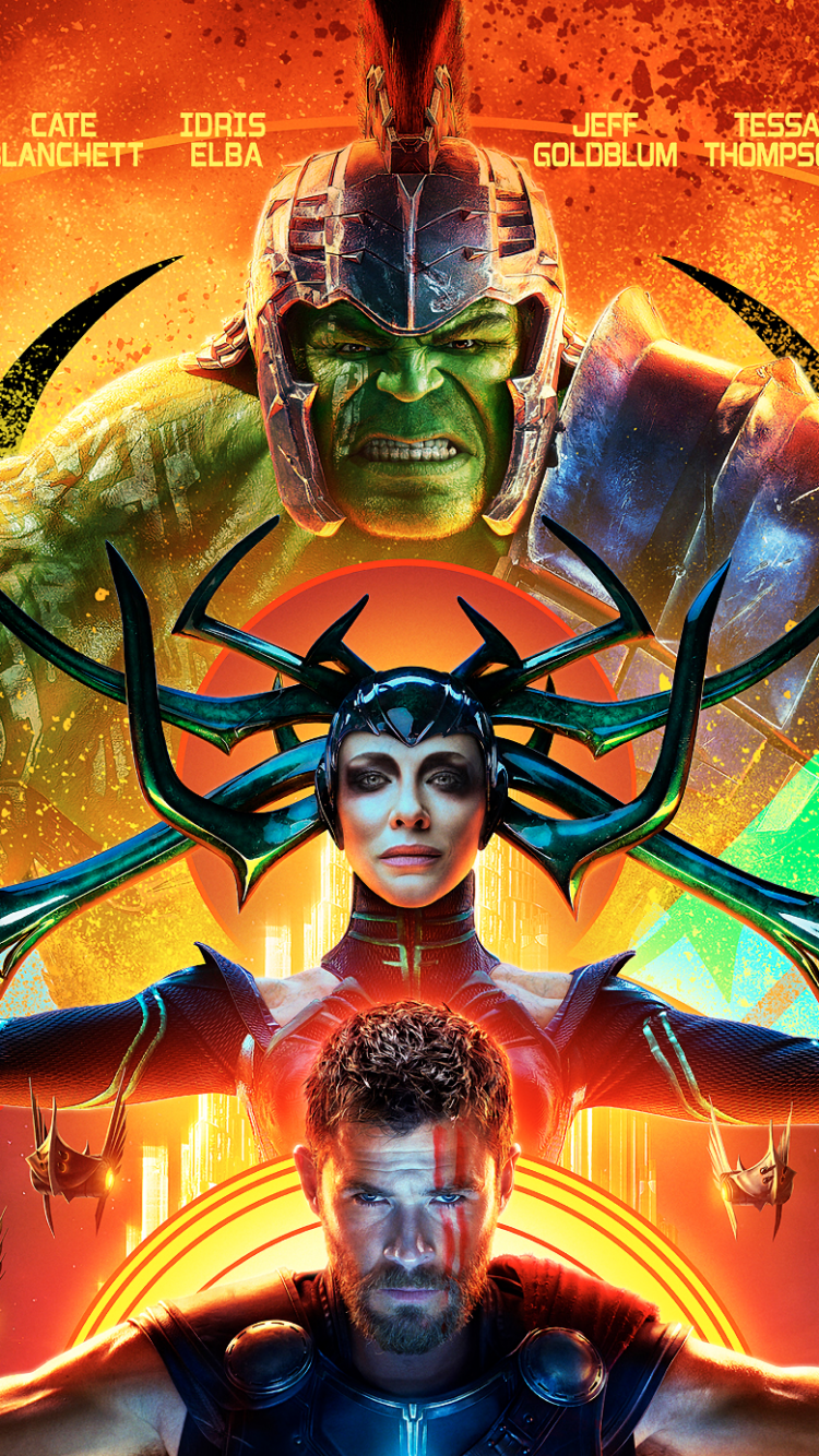 Movie Thor: Ragnarok, Cate Blanchett, Hela (Marvel Comics), Chris Hemsworth, Hulk, Thor, 750x1334, Phone HD Wallpaper