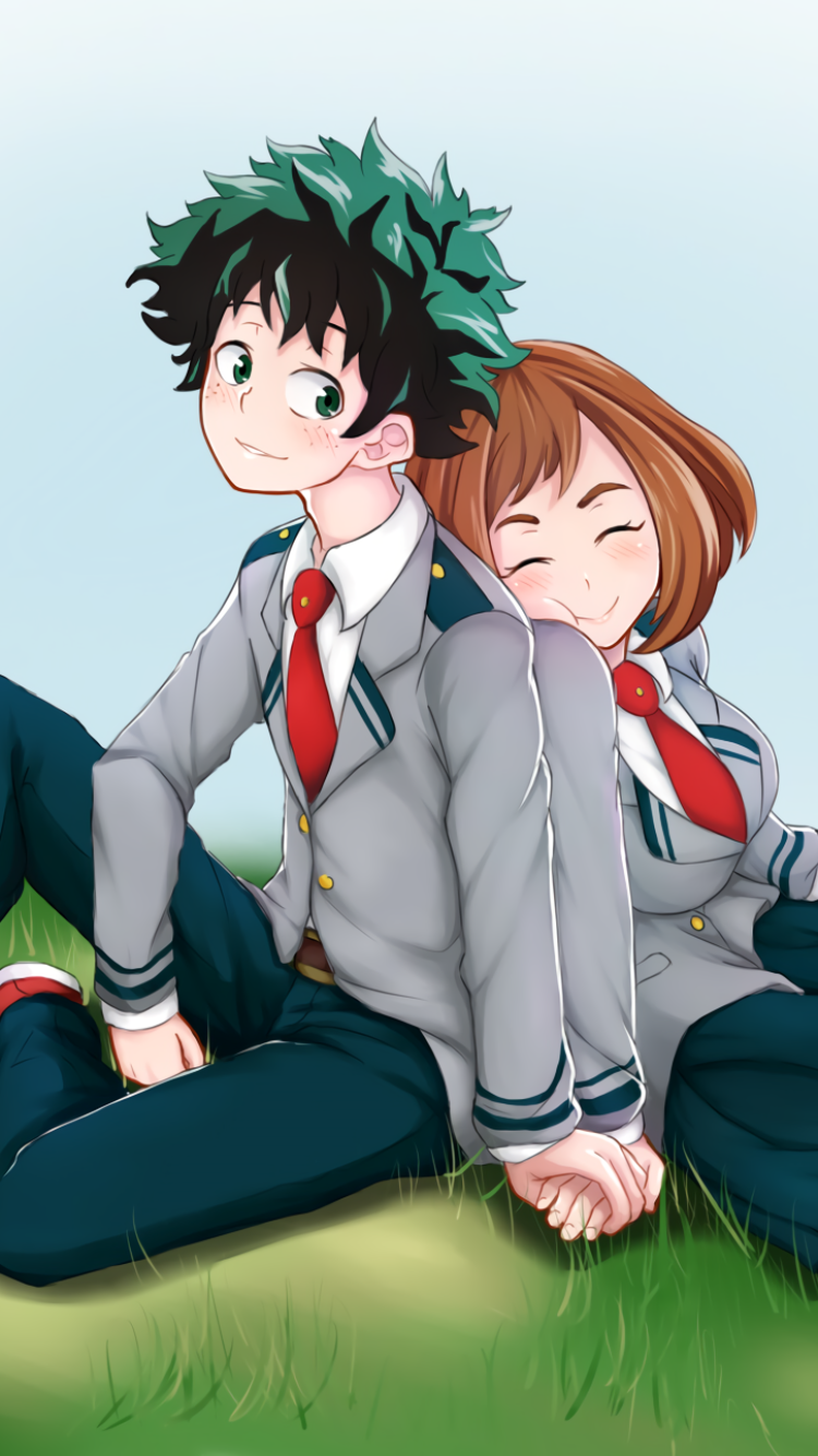 Anime My Hero Academia, Ochaco Uraraka, Izuku Midoriya, 750x1334, Phone HD Wallpaper