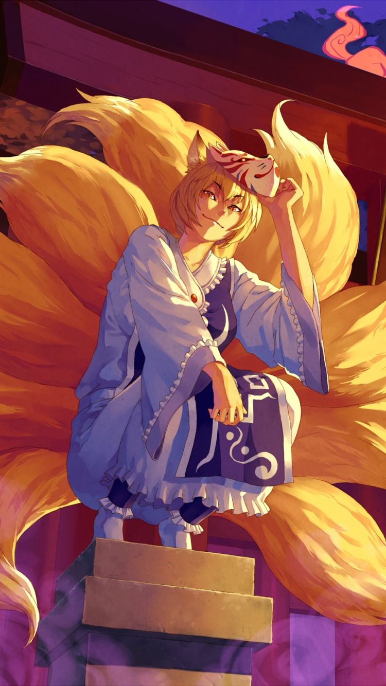 Anime Touhou, Ran Yakumo, 750x1334, Phone HD Wallpaper