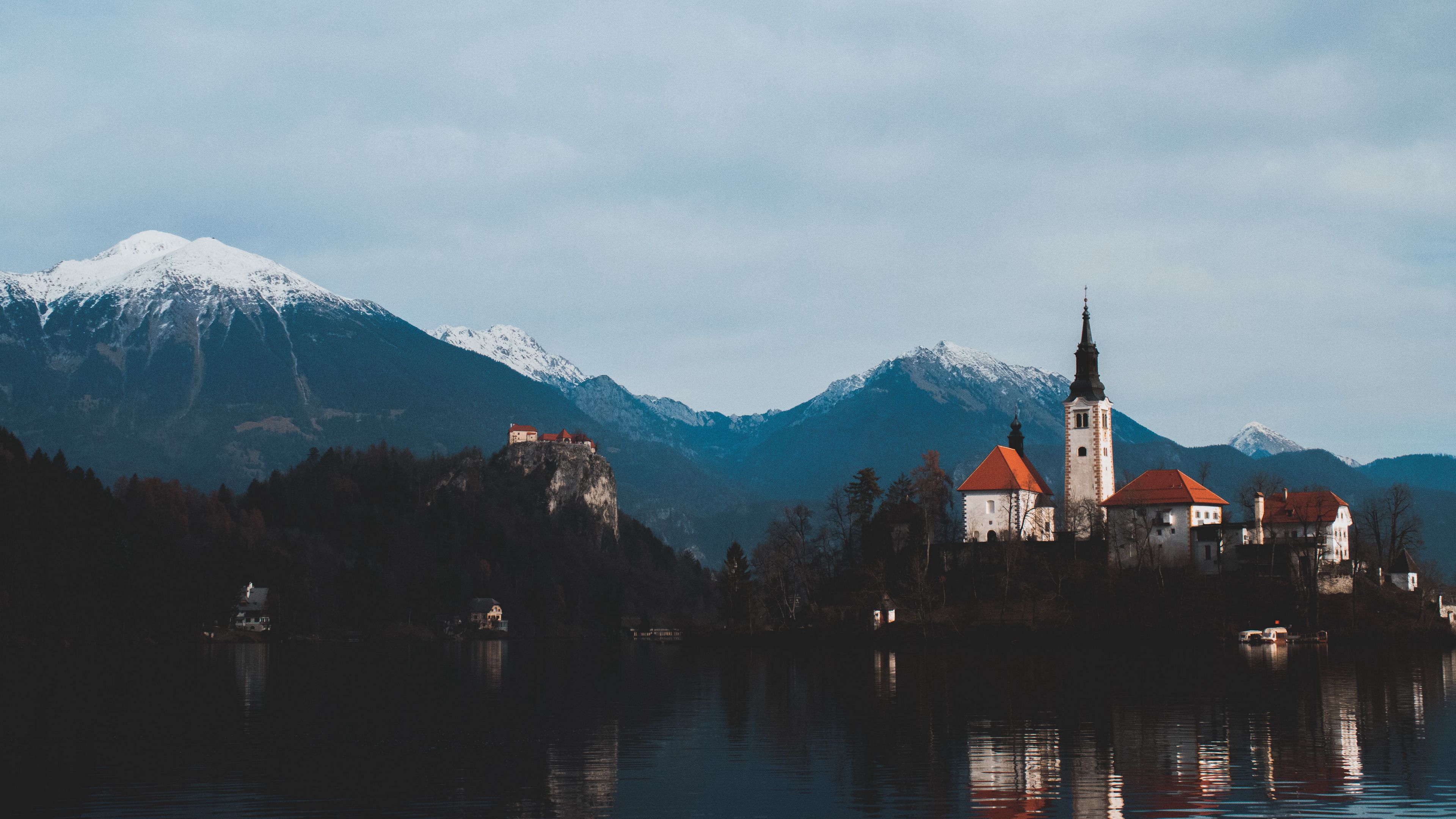 castle, tower, lake, reflection, 4k, HD Wallpaper