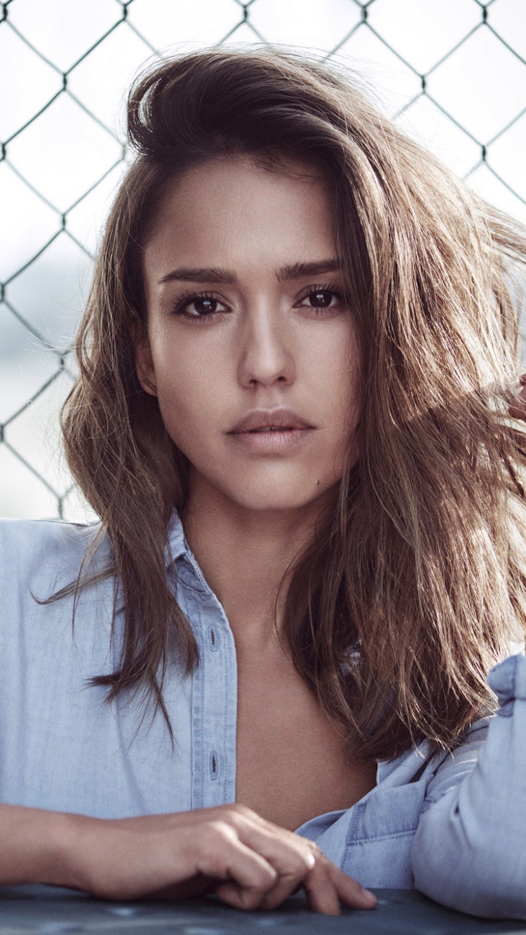 Celebrity Jessica Alba, Brown Eyes, Brunette, American, Actress, 750x1334, Phone HD Wallpaper