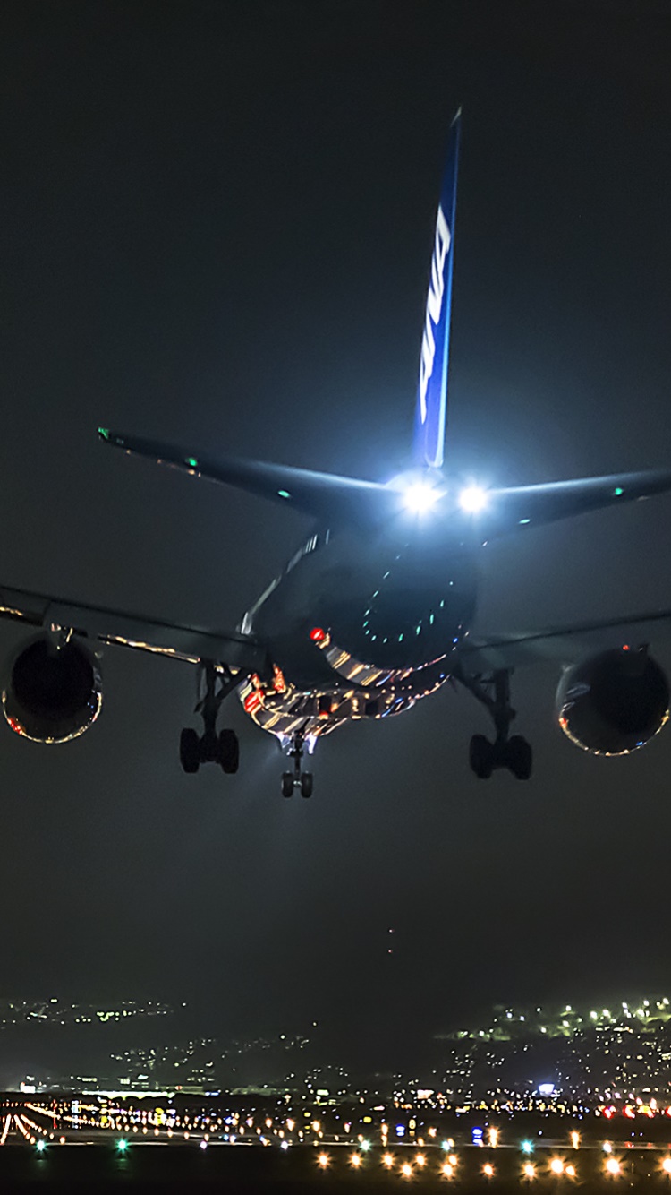 Vehicles Aircraft, Night, Light, Cityscape, 750x1334, Phone HD Wallpaper