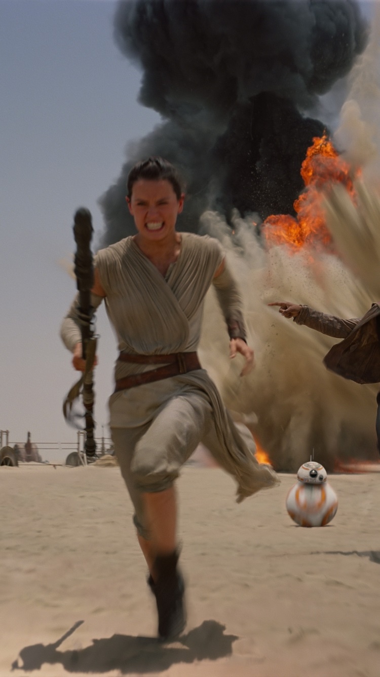 Movie Star Wars Episode VII: The Force Awakens, John Boyega, Daisy Ridley, Rey (Star Wars), Finn (Star Wars), BB-8, 750x1334, Phone HD Wallpaper
