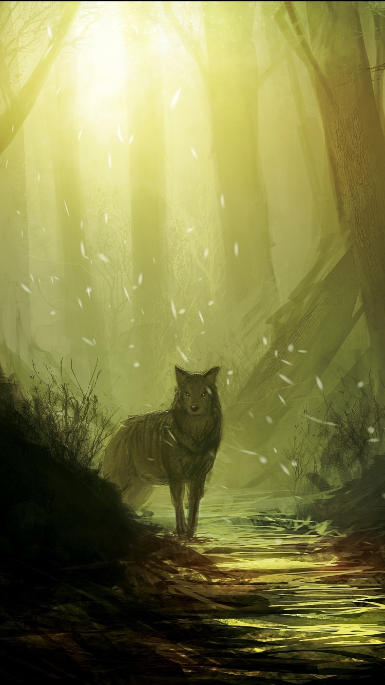 Fantasy Wolf, 750x1334, Phone HD Wallpaper
