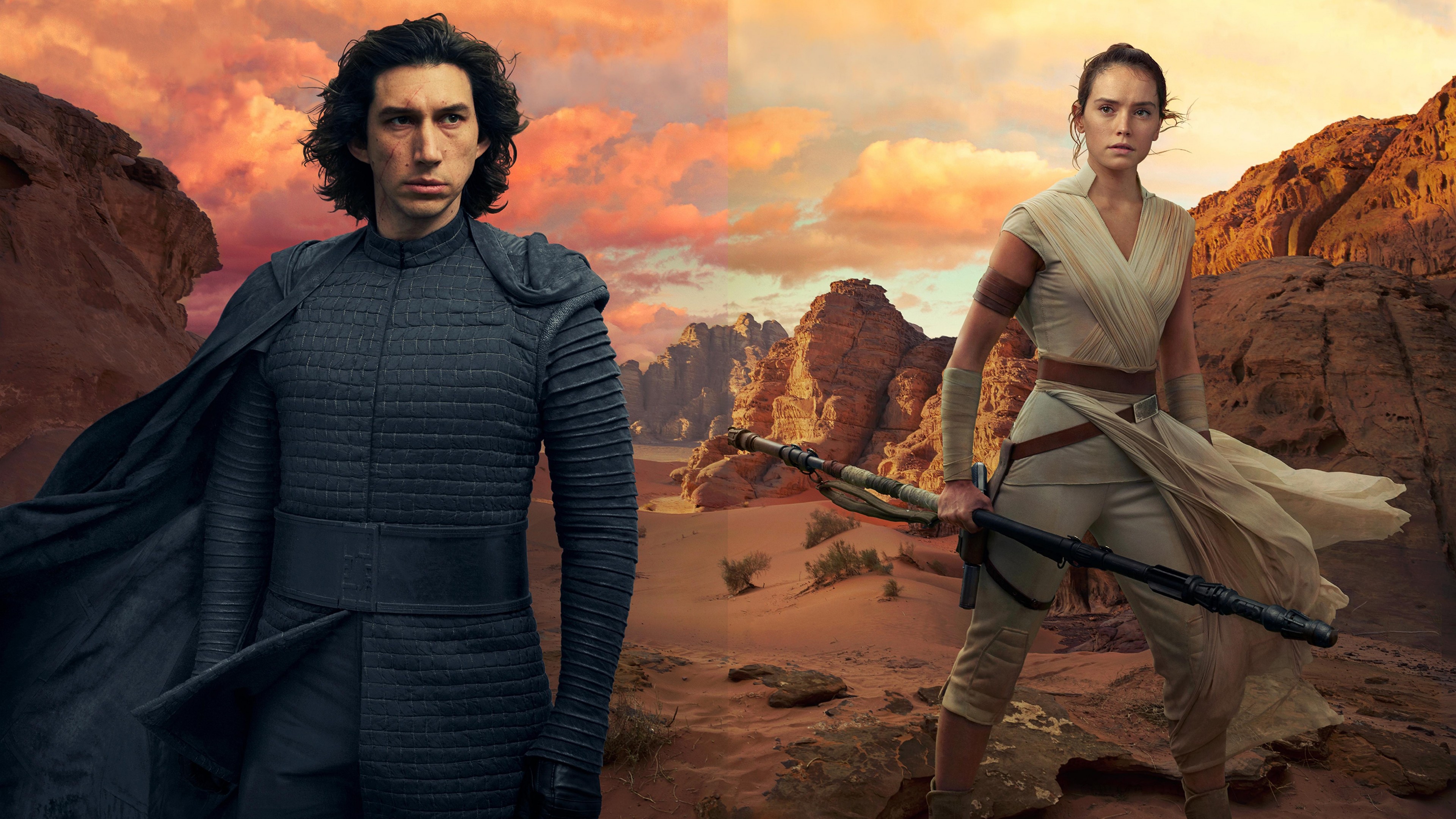 Star Wars: The Rise of Skywalker, Adam Driver, Daisy Ridley, 4K, HD Wallpaper