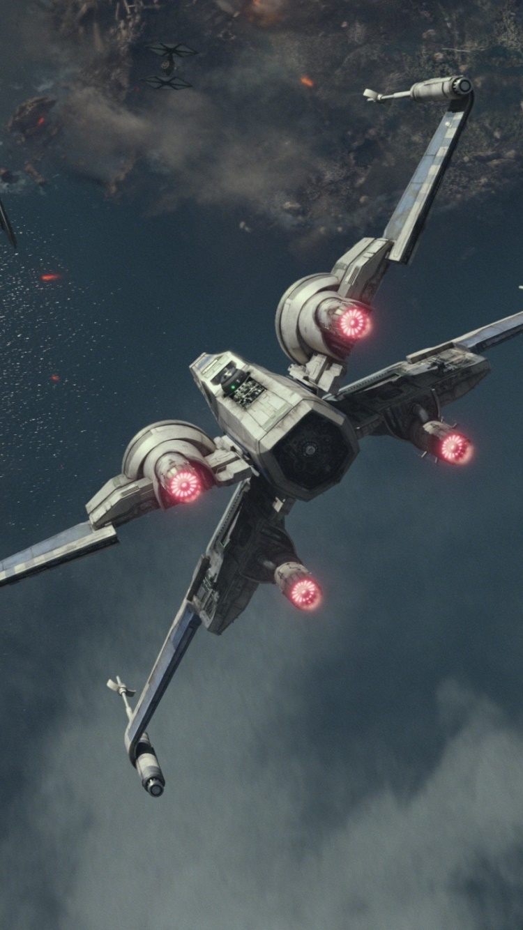 Movie Star Wars Episode VII: The Force Awakens, X-Wing, TIE Fighter, Star Wars, 750x1334, Phone HD Wallpaper