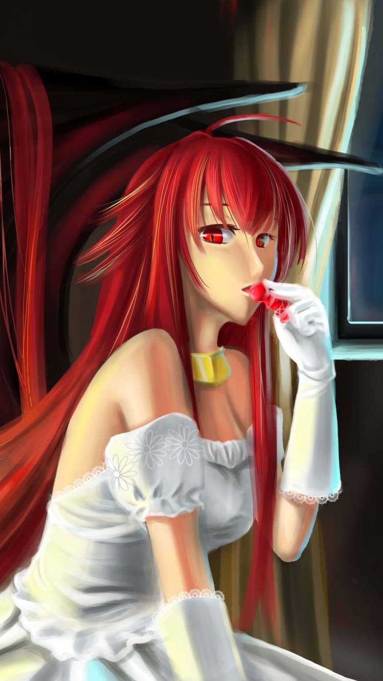 Anime Dakara Boku wa, H ga Dekinai, Wedding Dress, Red Eyes, Red Hair, Long Hair, 750x1334, Phone HD Wallpaper