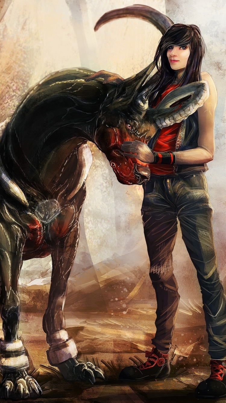 Anime Pokémon, Creature, Houndoom (Pokémon), Dog, Fantasy, 750x1334, Phone HD Wallpaper
