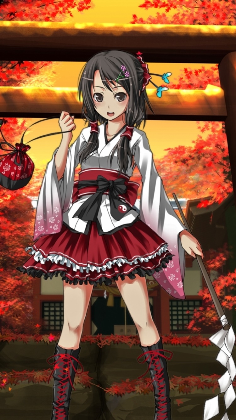 Anime Touhou, Reimu Hakurei, 750x1334, Phone HD Wallpaper