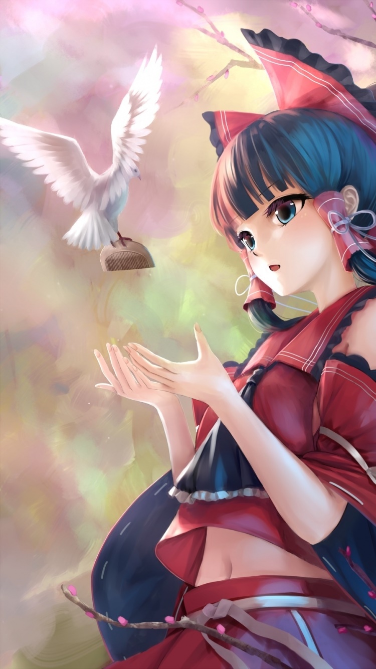 Anime Touhou, Reimu Hakurei, 750x1334, Phone HD Wallpaper