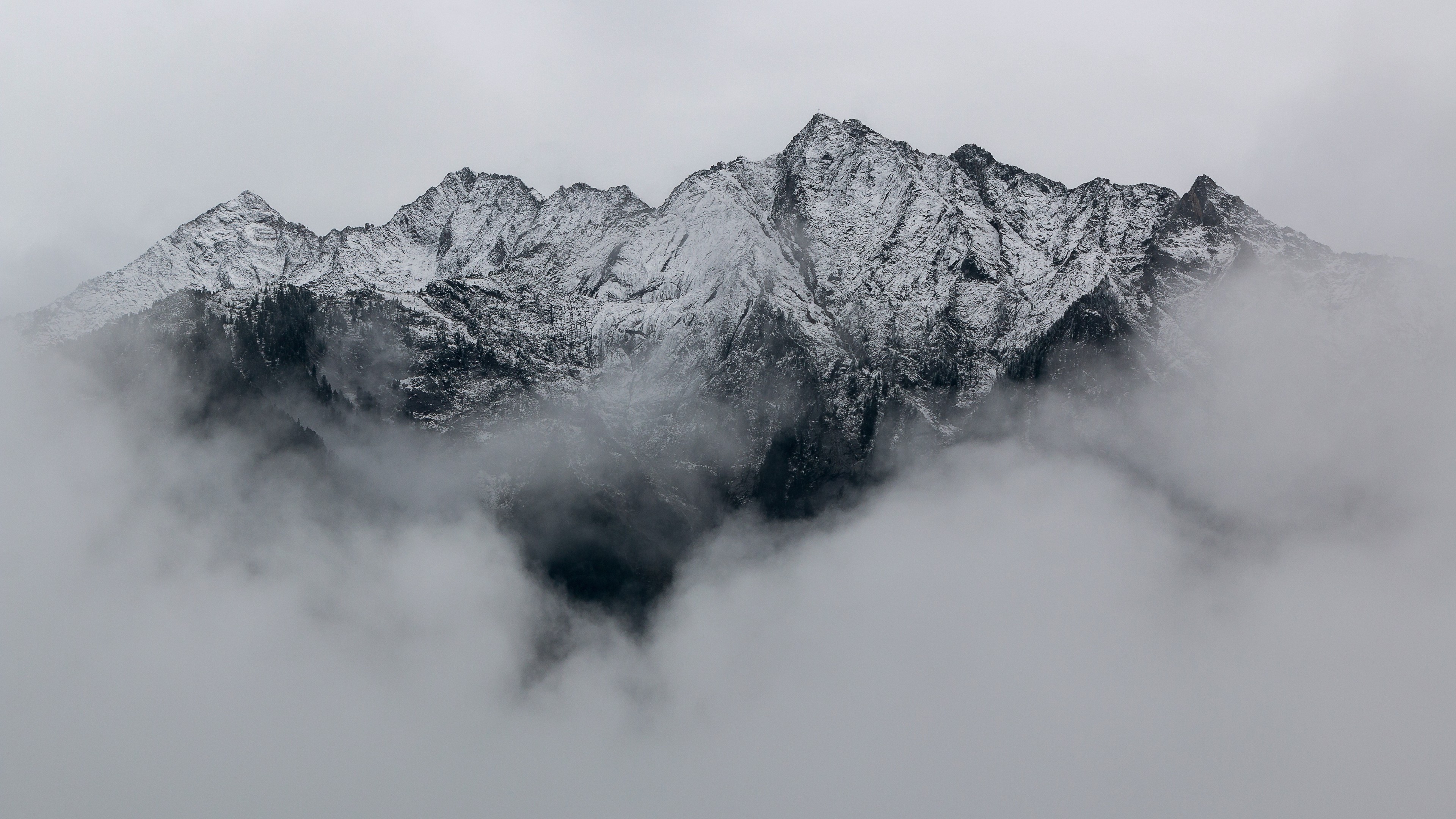 mountains, clouds, 4K, HD Wallpaper