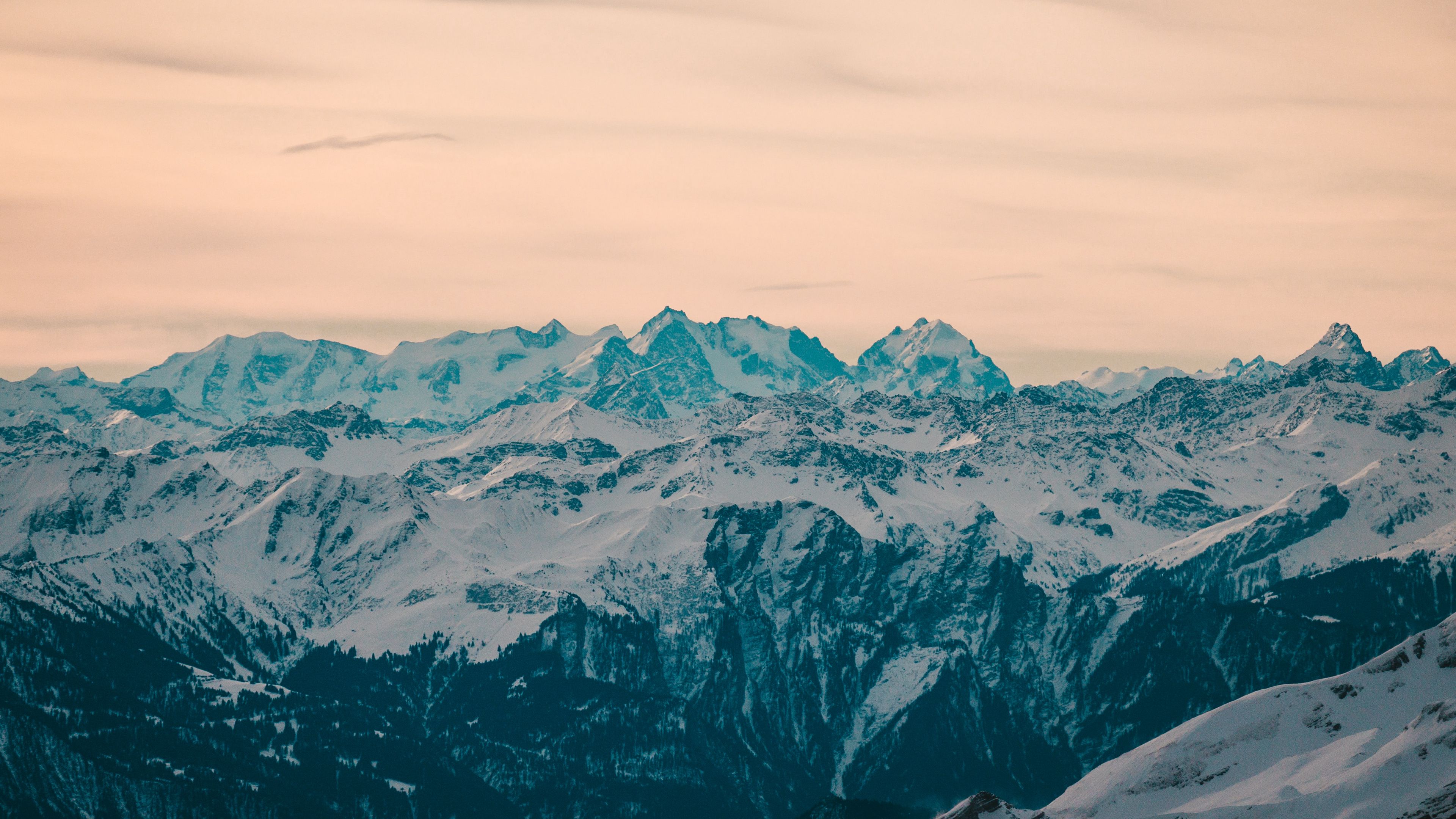 mountains, snow, mountain range, nature, landscape, 4k, HD Wallpaper