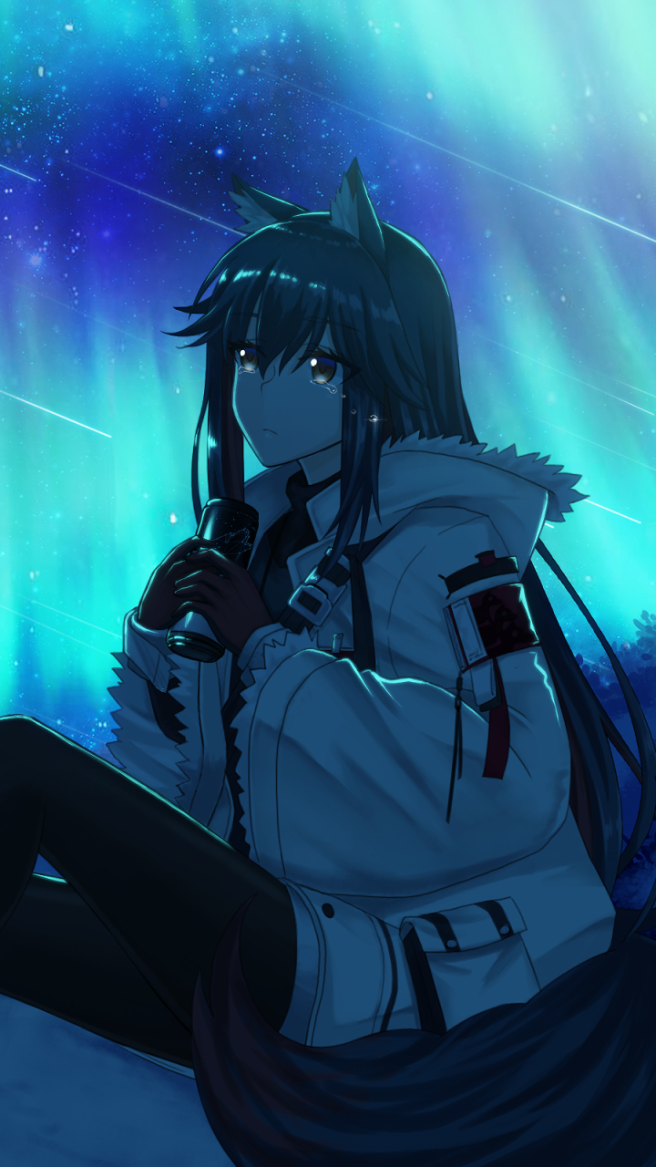 Video Game Arknights, Texas (Arknights), Animal Ears, Aurora Borealis, Night, 720x1280, Phone HD Wallpaper
