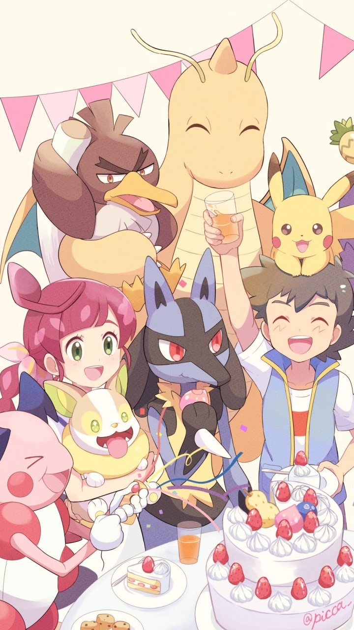 Anime Pokémon, Pikachu, Cake, Ash Ketchum, Lucario (Pokémon), 720x1280, Phone HD Wallpaper