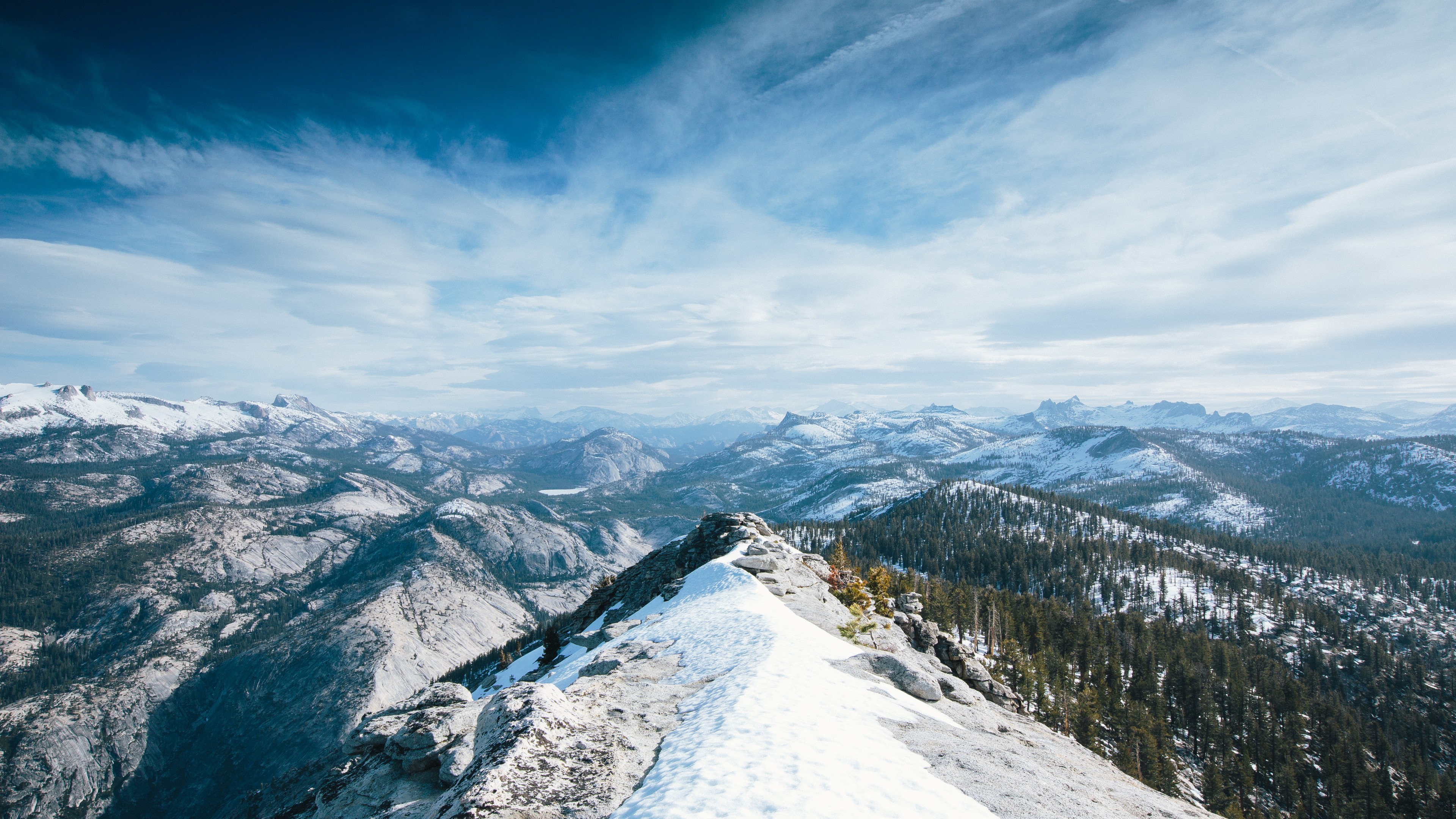 Yosemite, 4k, winter, snow, forest, OSX, apple, mountains, HD Wallpaper