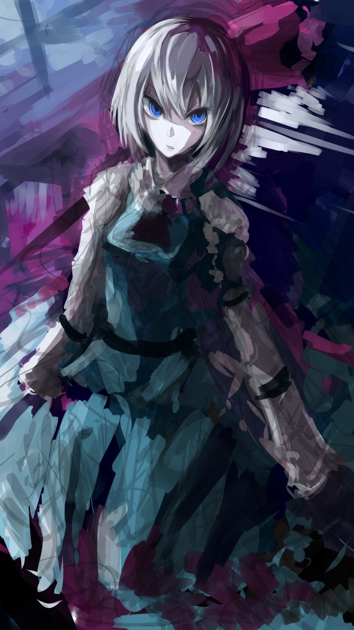 Anime Touhou, Blue Eyes, Short Hair, White Hair, Youmu Konpaku, 720x1280, Phone HD Wallpaper