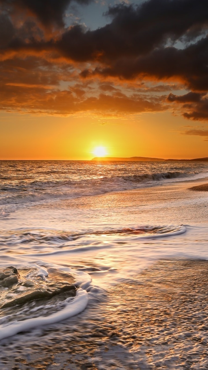 Earth Sunset, Sea, Beach, 720x1280, Phone HD Wallpaper