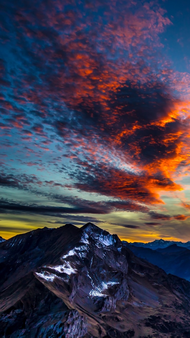 Earth Sunset, Cloud, Sky, Mountain, 720x1280, Phone HD Wallpaper