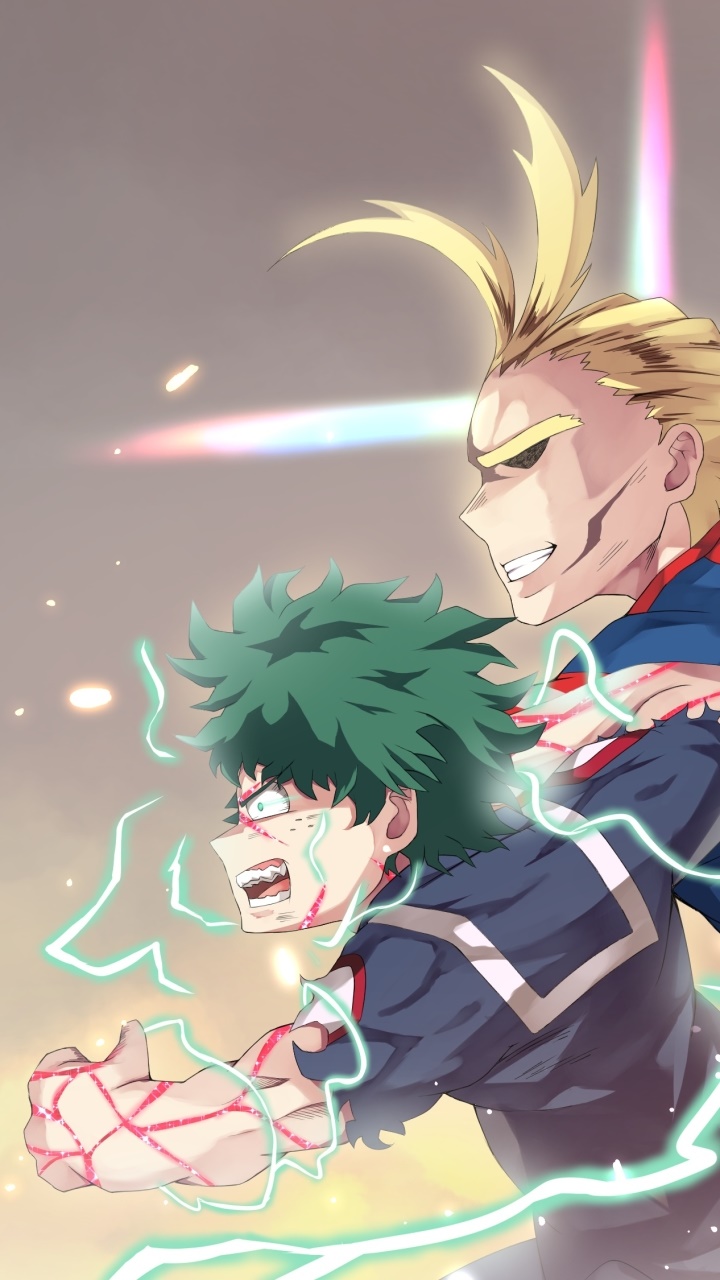 Anime My Hero Academia, All Might, Toshinori Yagi, Izuku Midoriya, 720x1280, Phone HD Wallpaper