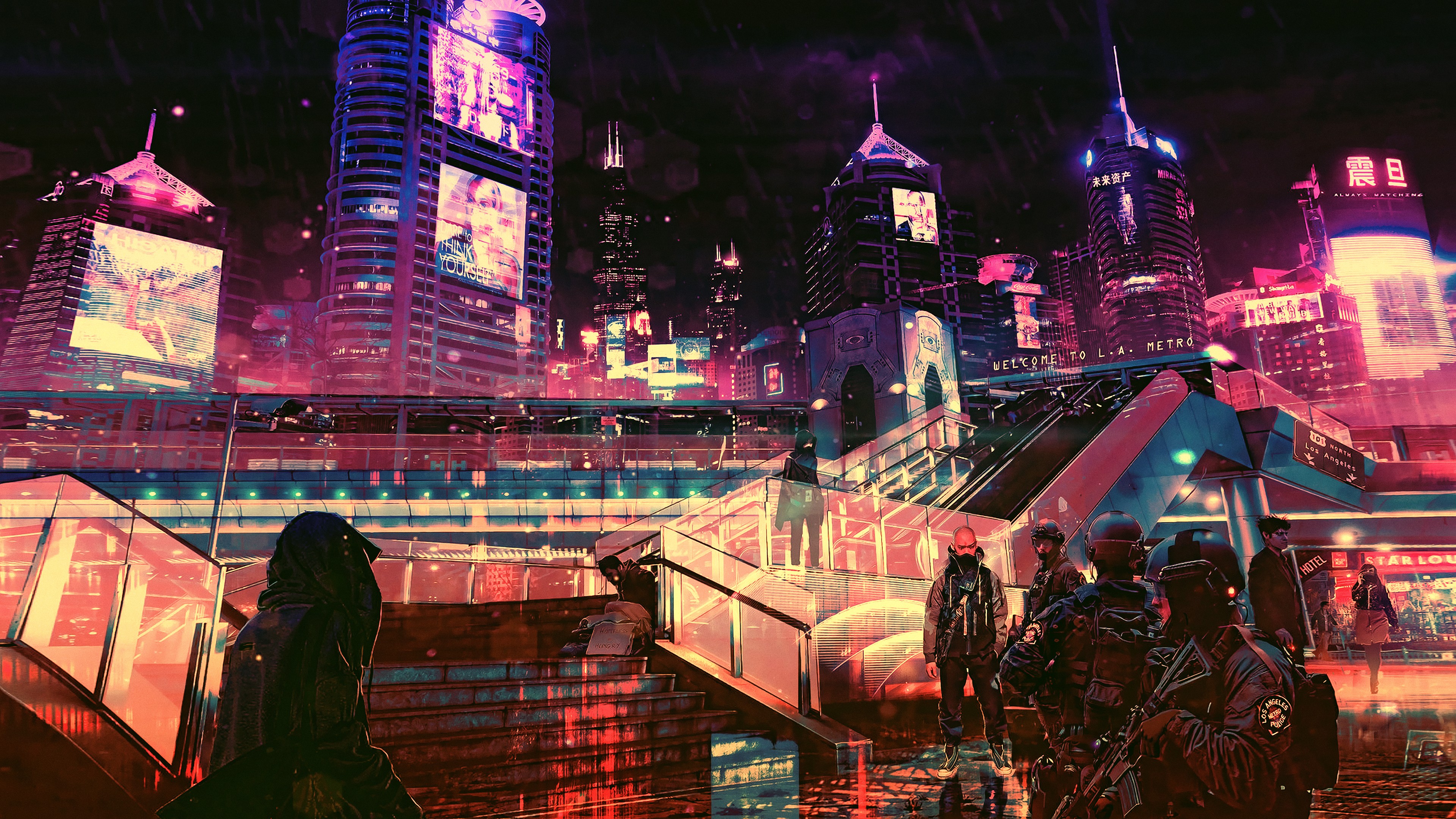 futuristic, cyberpunk, future world, 4K, HD Wallpaper