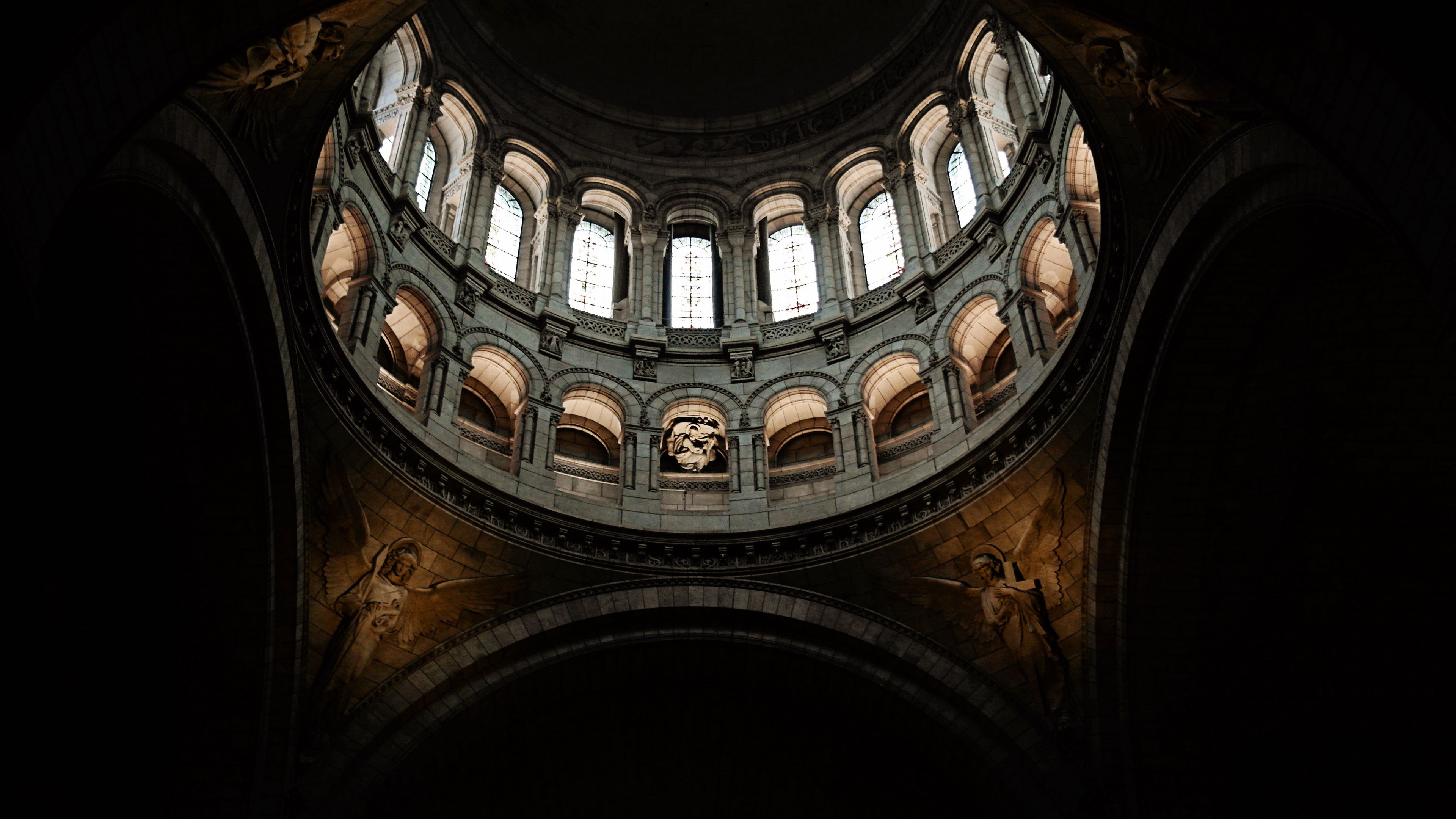 dome, bottom view, architecture, arch, 4k, HD Wallpaper