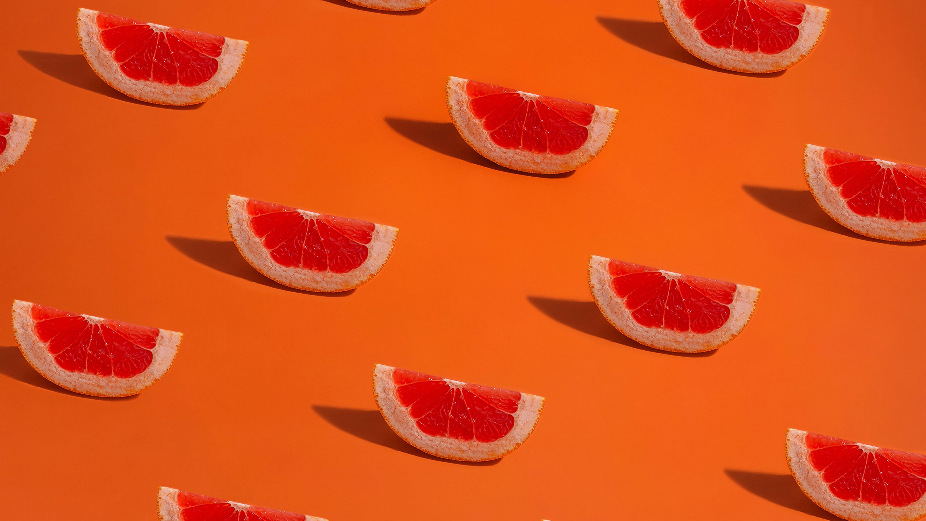 grapefruit, slices, pattern, orange, 4k, HD Wallpaper