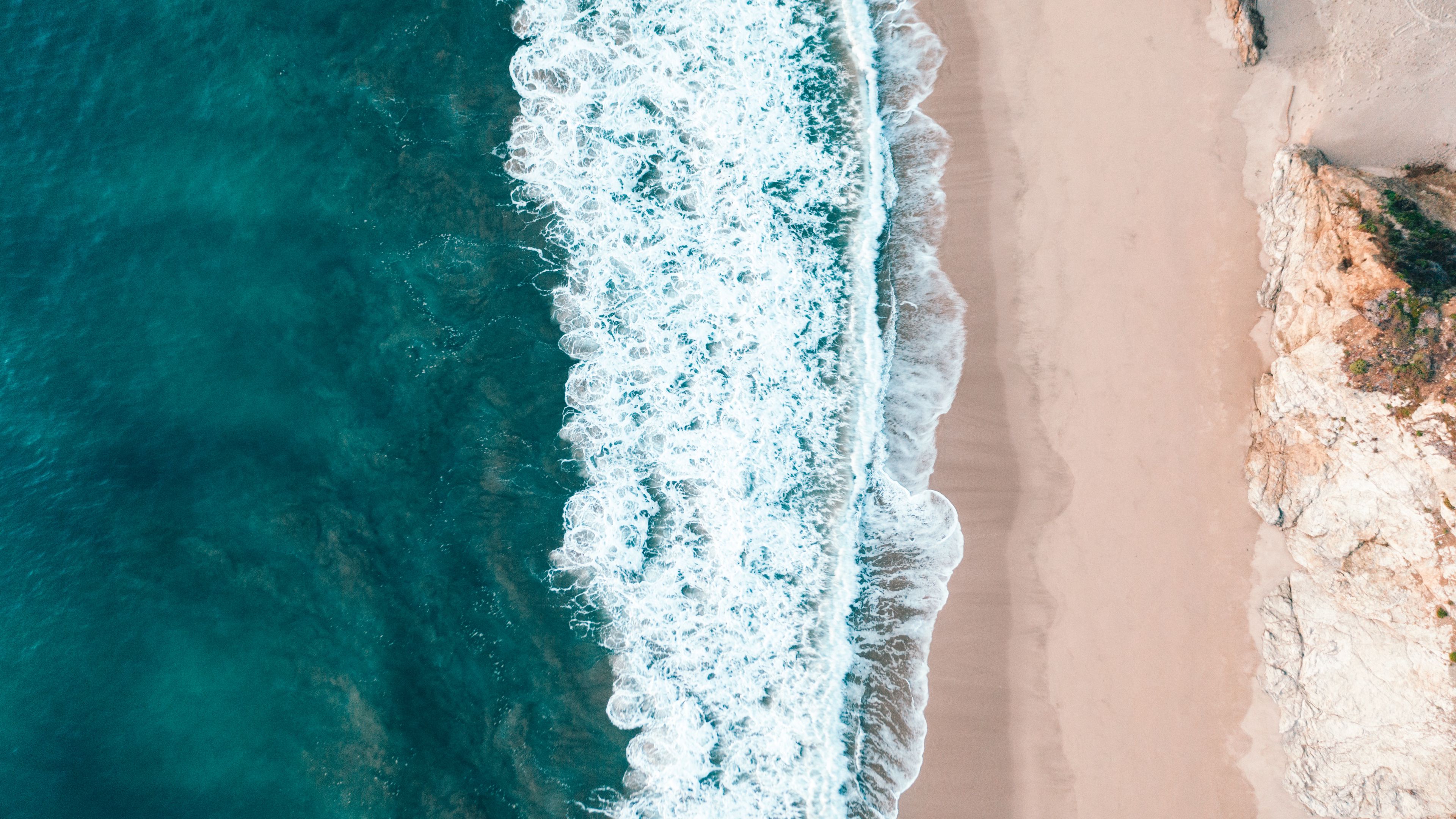 coast, aerial view, sea, sand, 4k, HD Wallpaper