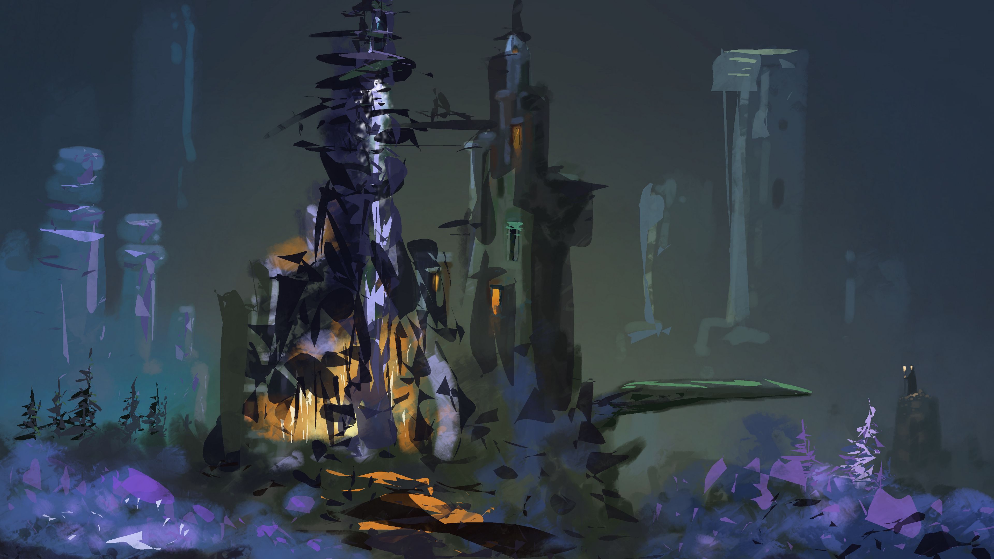 wanderer, castle, art, 4k, HD Wallpaper