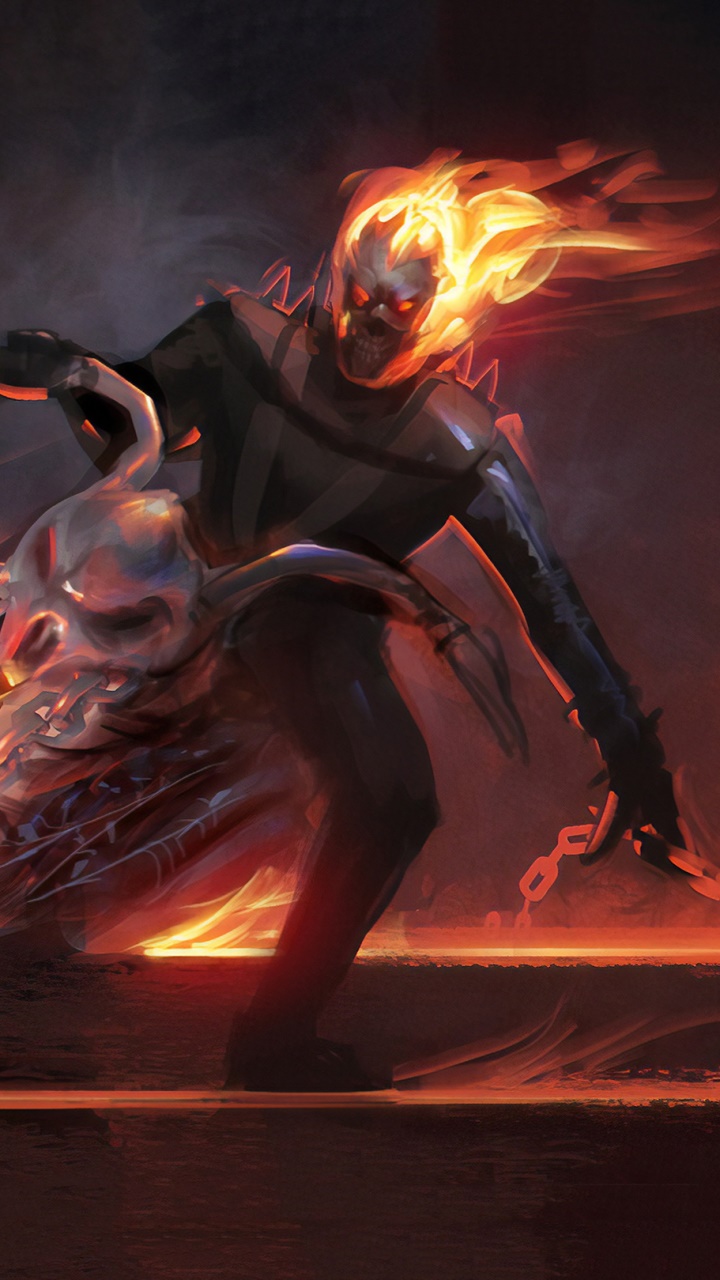 Comics Ghost Rider, Motorcycle, Skull, 720x1280, Phone HD Wallpaper