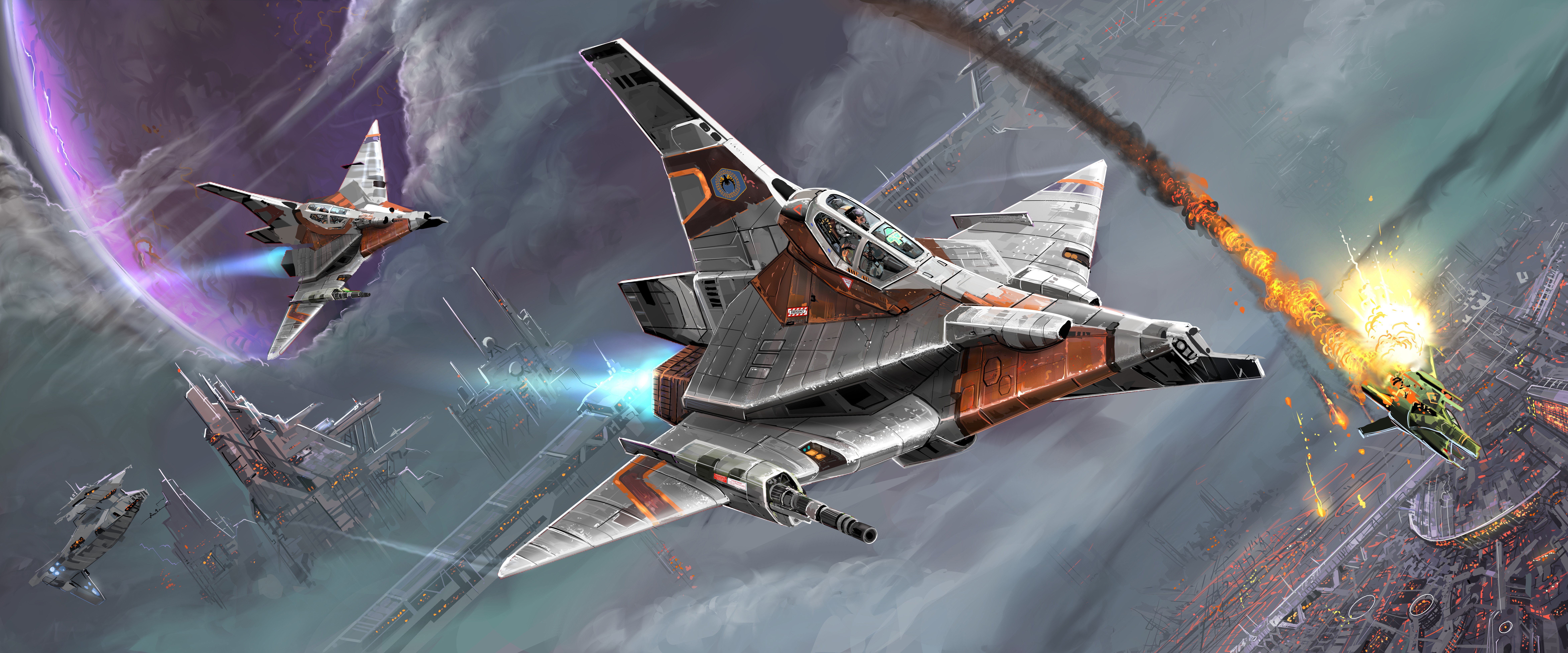 planes, scifi, artist, artwork, digital art, hd, 4k, 5k, 8k, 10k, deviantart, HD Wallpaper