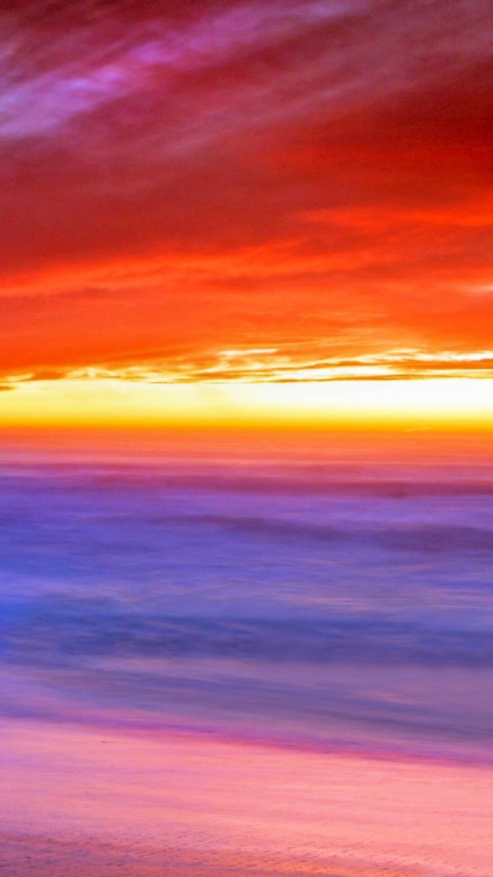 Earth Sunset, Beach, Horizon, Cloud, Colorful, Nature, 720x1280, Phone HD Wallpaper