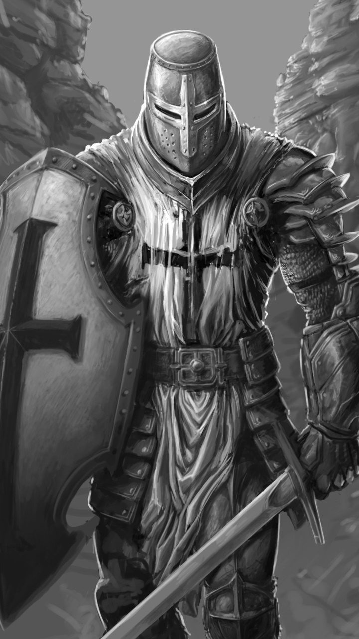 Fantasy Knight, Sword, Warrior, Shield, 720x1280, Phone HD Wallpaper