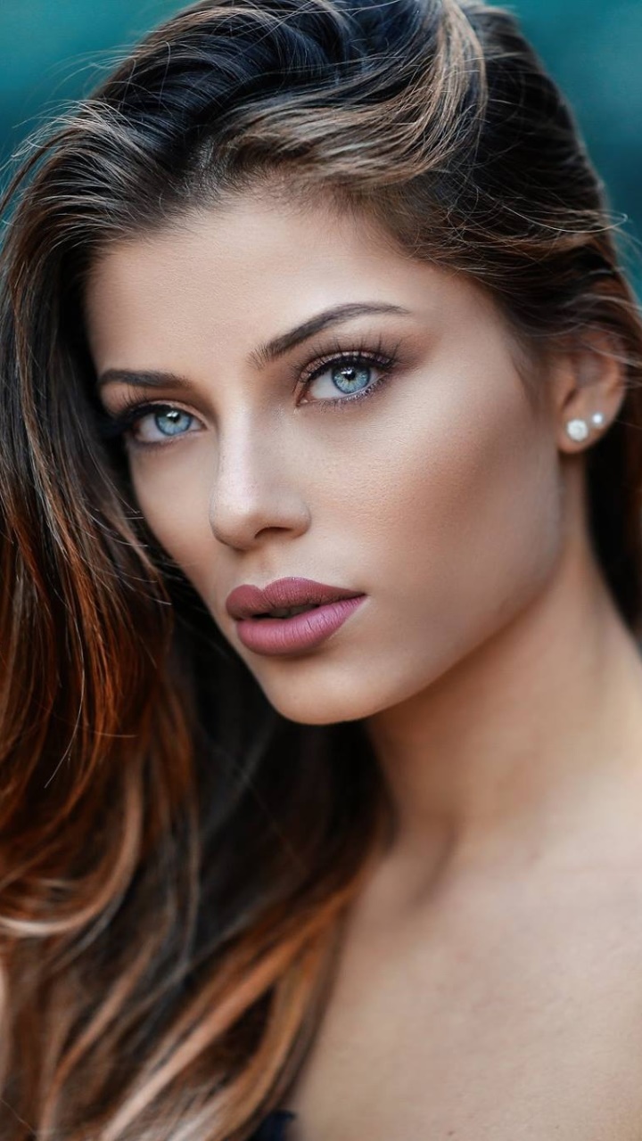 Women Face, Blue Eyes, Brunette, Model, 720x1280, Phone HD Wallpaper